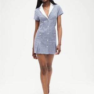 Frankie's Bikinis Navy and White Plaid Mini Dress